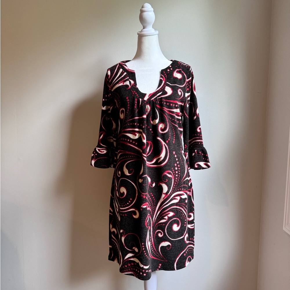 Aryeh Dress Retro Midi Black, Red, Cream Size‎ Medium